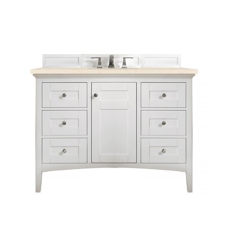 James Martin Vanities Palisades 48in Single Vanity, Bright White w/ 3 CM Eternal Marfil Quartz Top 527-V48-BW-3EMR